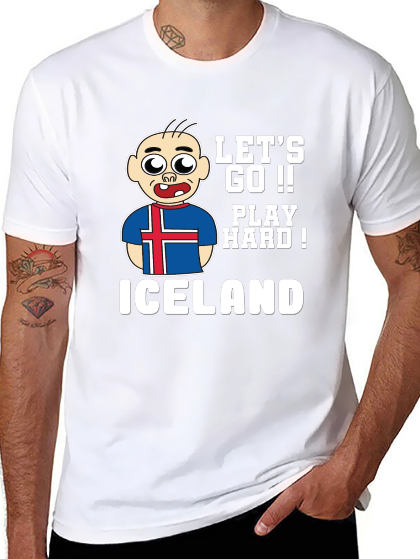Lets Go Iceland Play Hard! Black Graphic Tee