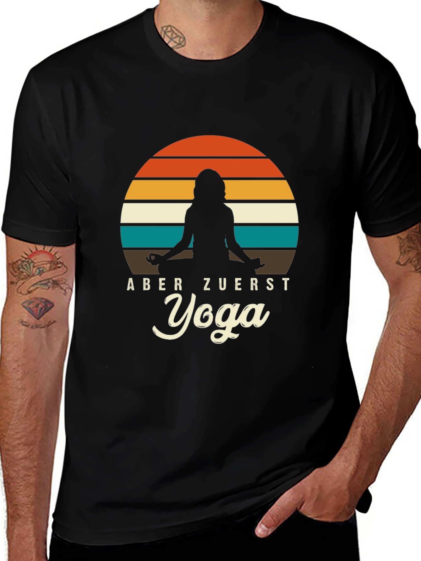 Retro Yoga Silhouette Tee - Aber Zuerst Yoga T-Shirt