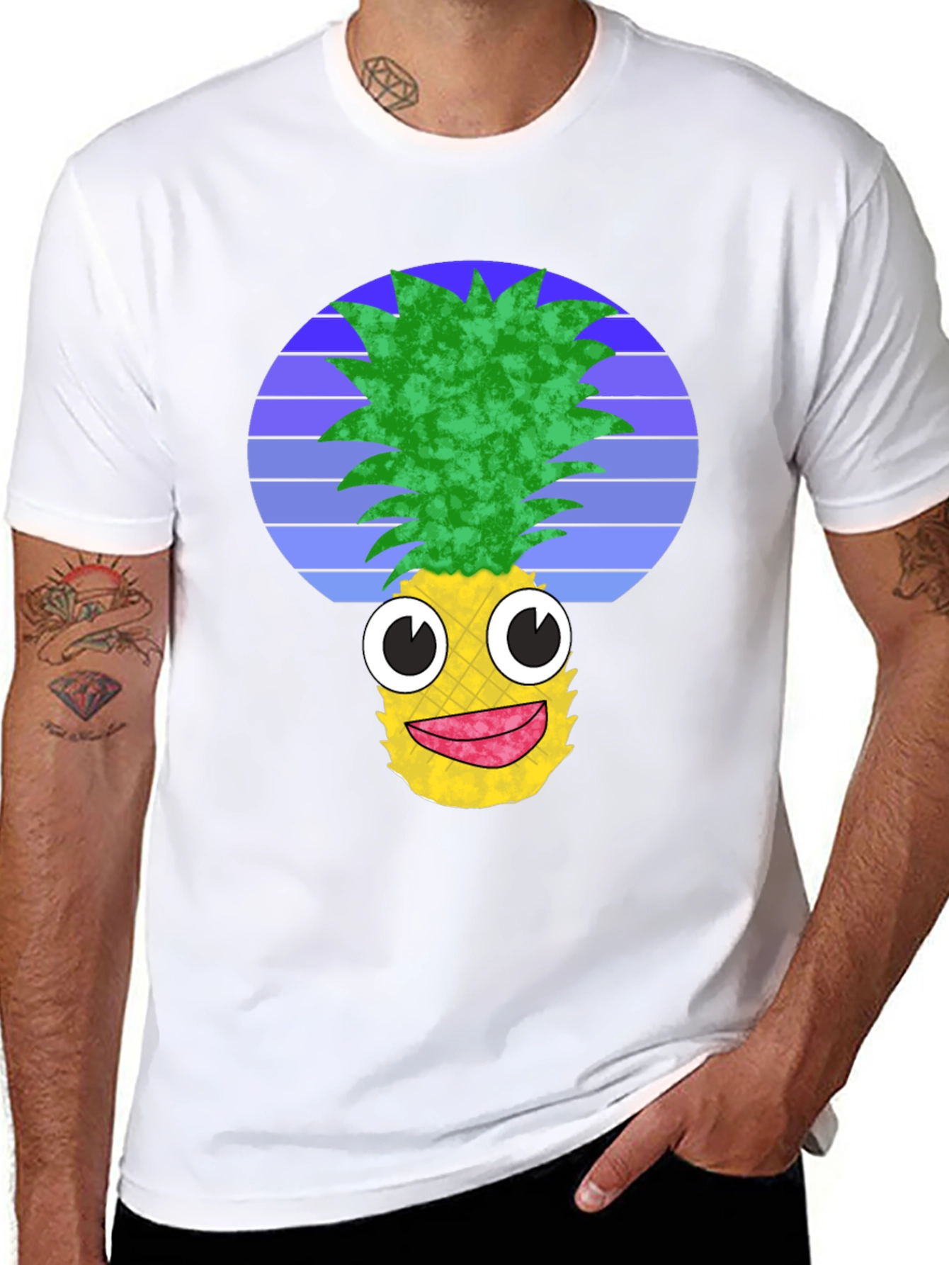 Funny Pineapple Graphic Tee - Black