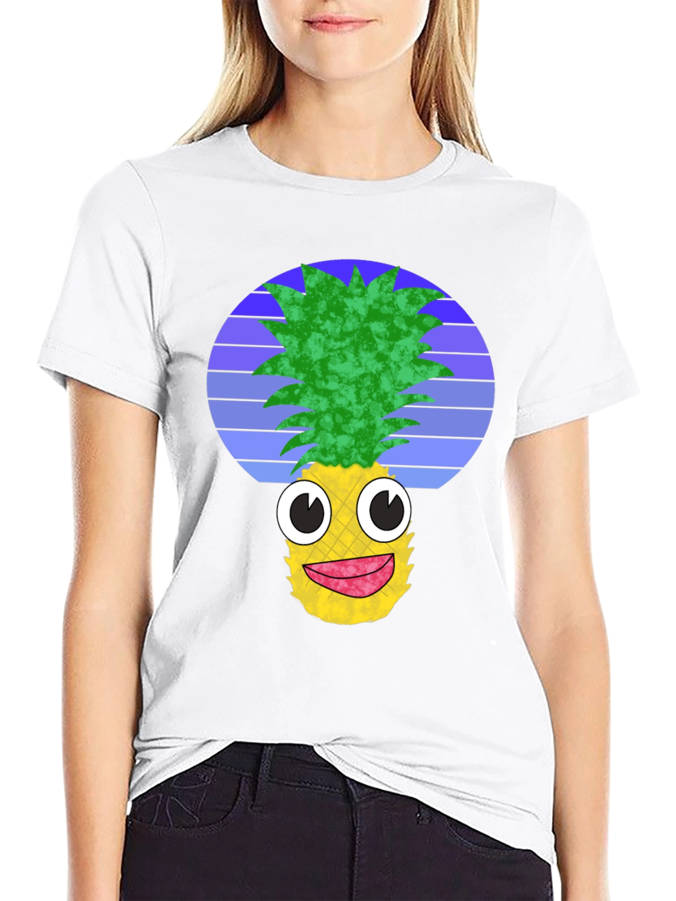 Funny Pineapple Graphic Tee - Black