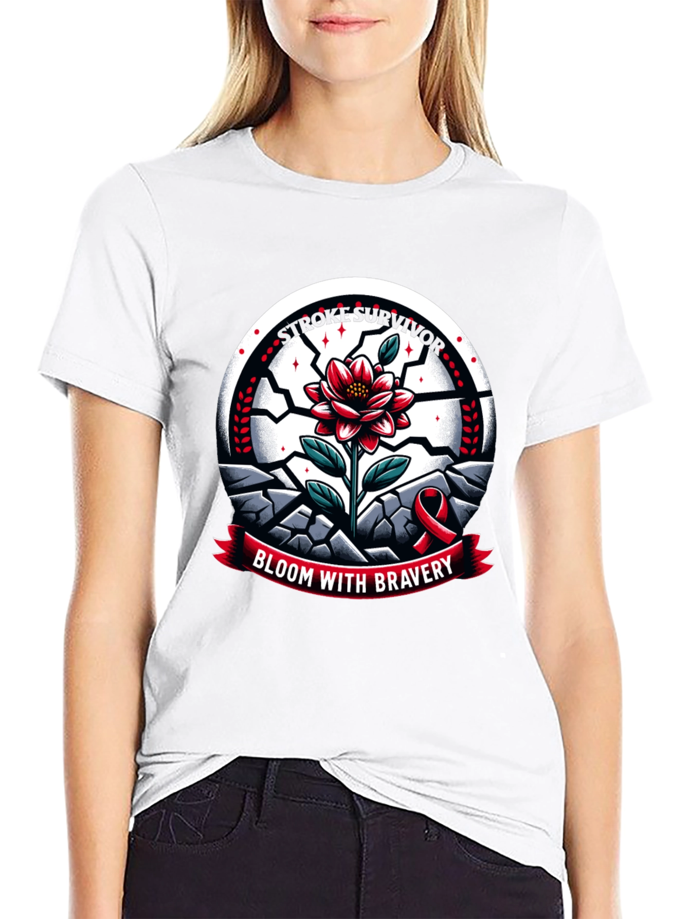 Bloom With Bravery T-Shirt - Stroke Support
