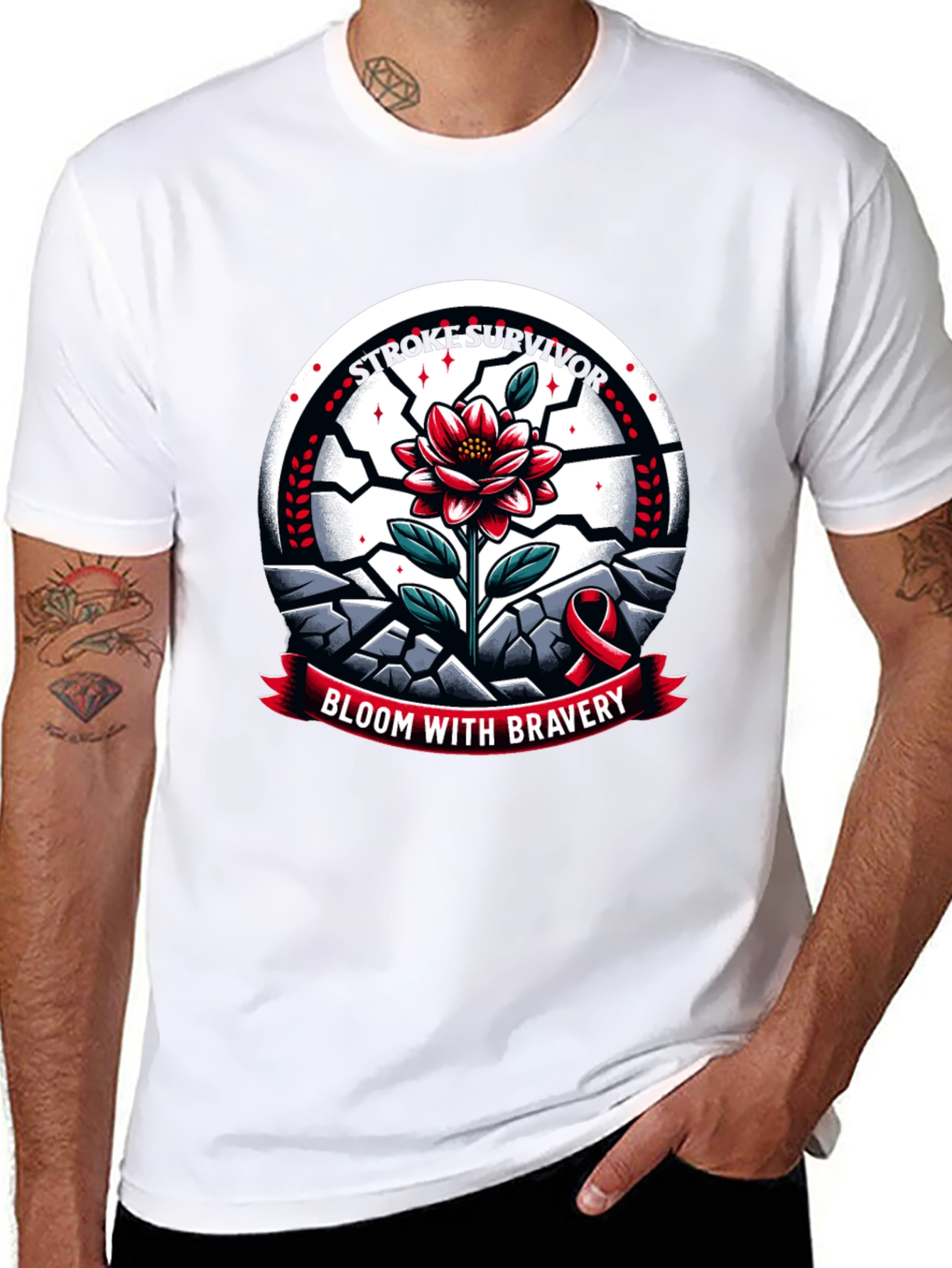 Bloom With Bravery T-Shirt - Stroke Support