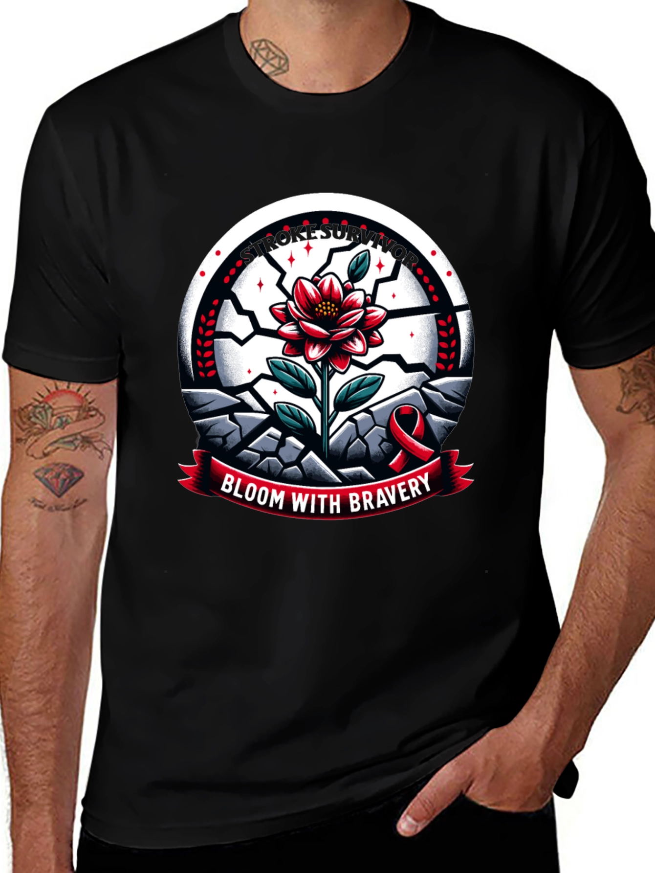 Bloom With Bravery T-Shirt - Stroke Support