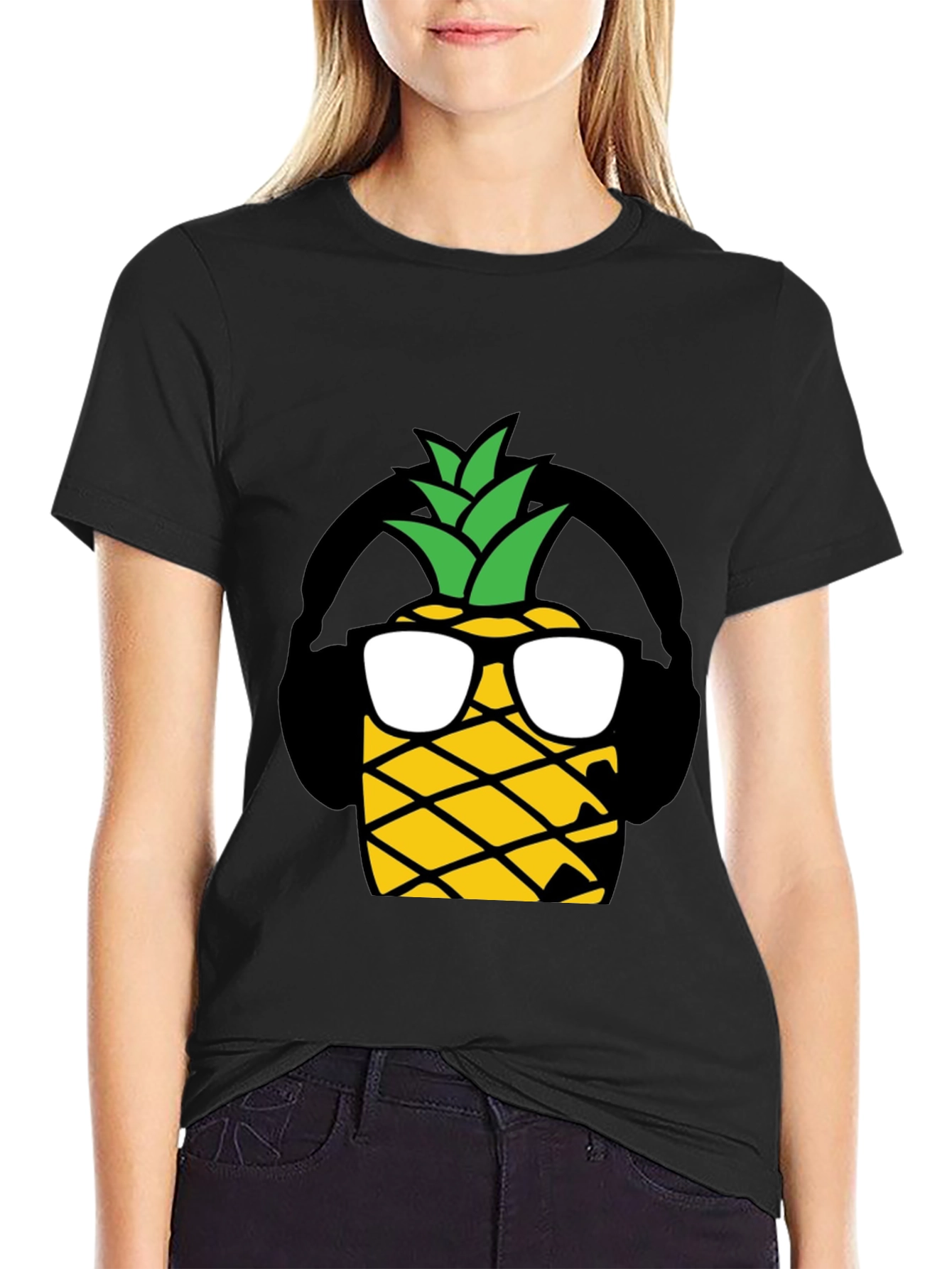 Cool Pineapple Graphic T-Shirt - Black
