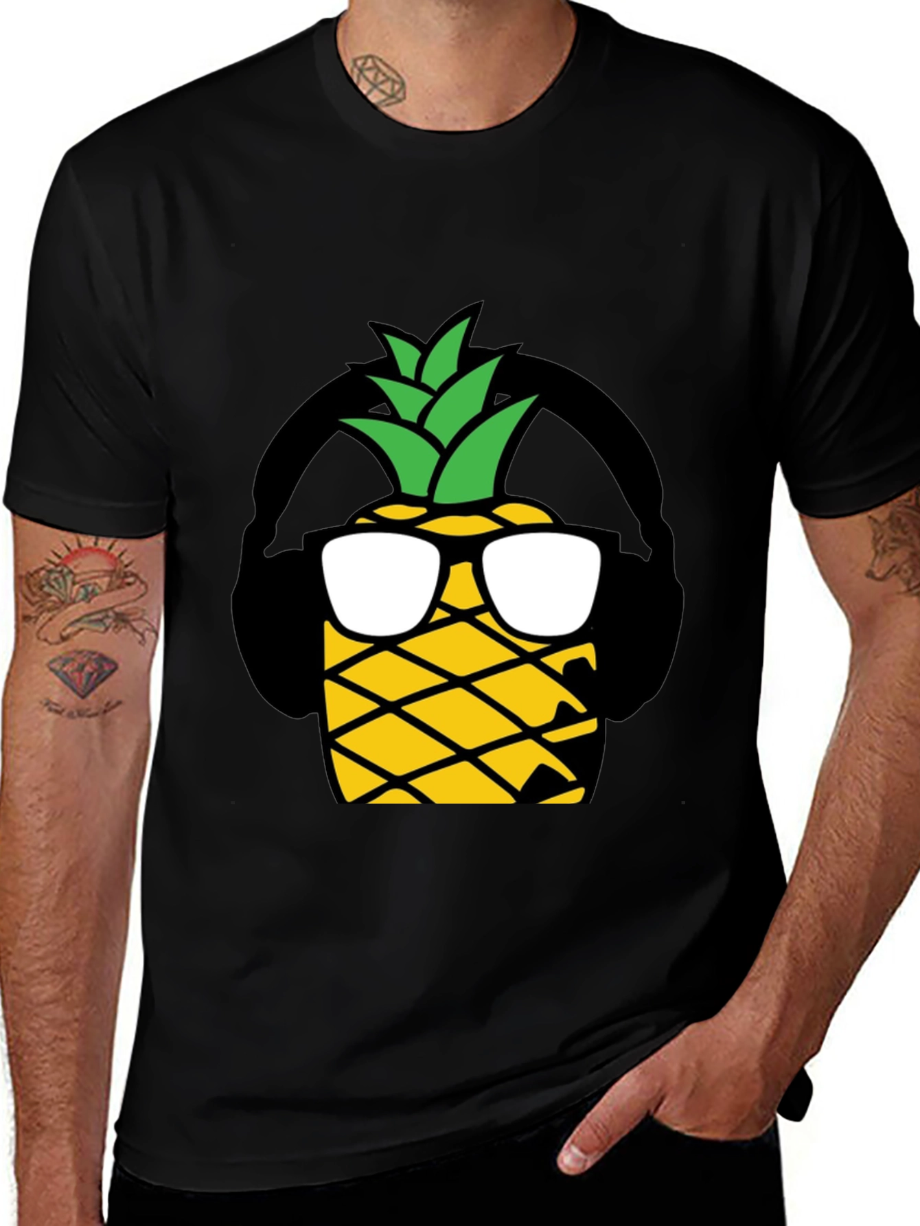 Cool Pineapple Graphic T-Shirt - Black
