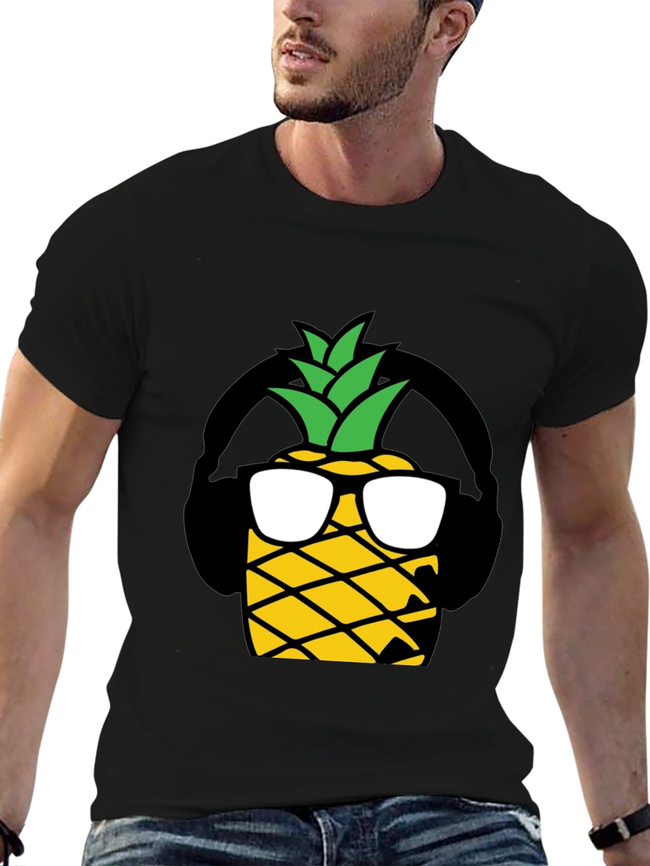 Cool Pineapple Graphic T-Shirt - Black