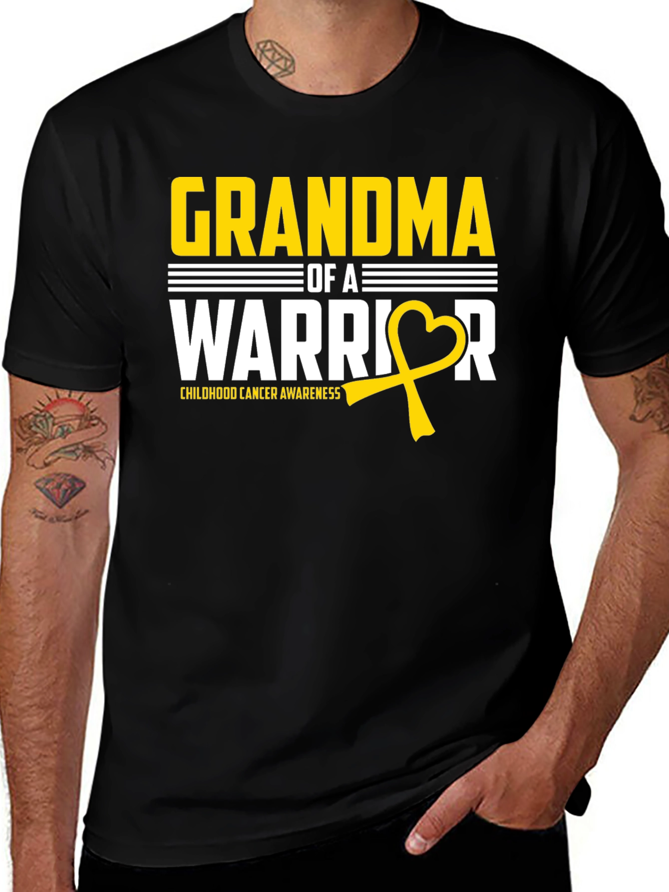 Grandma of a Warrior Childhood Cancer Awareness T-Shirt