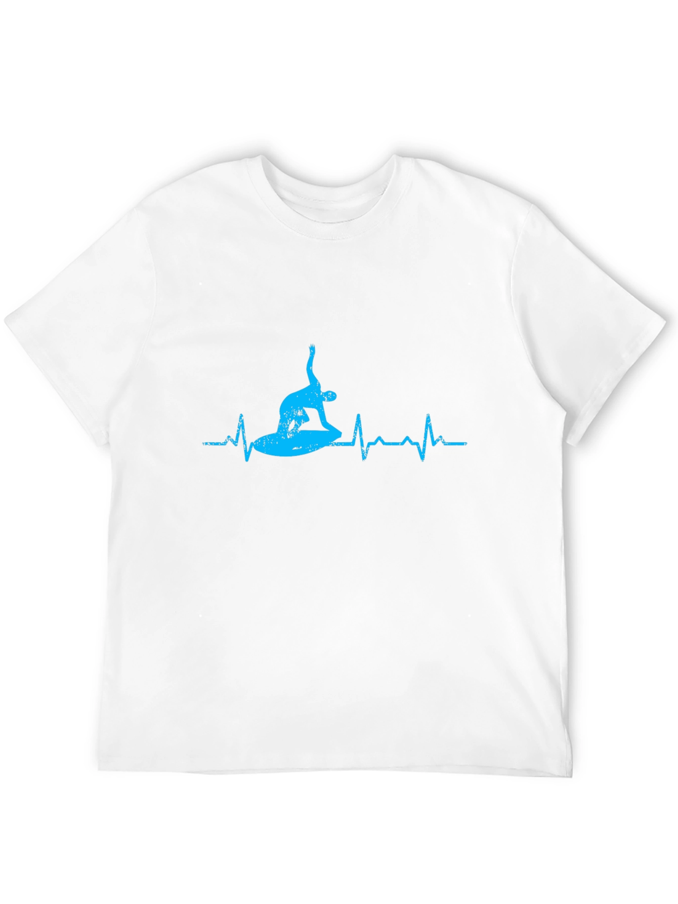 Surfing Heartbeat Graphic Tee - Black Cotton T-Shirt