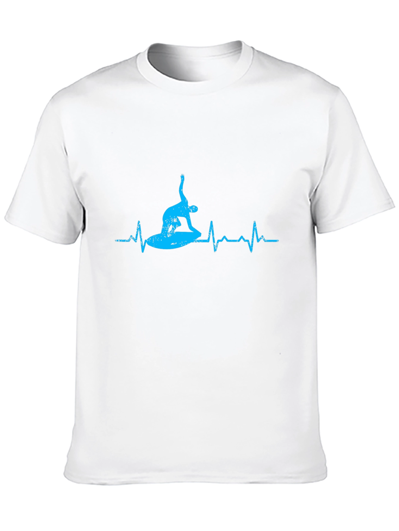 Surfing Heartbeat Graphic Tee - Black Cotton T-Shirt