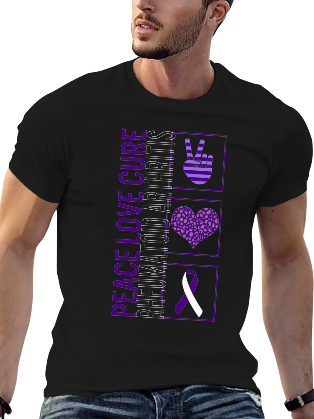 Peace Love Cure Rheumatoid Arthritis Awareness T-Shirt