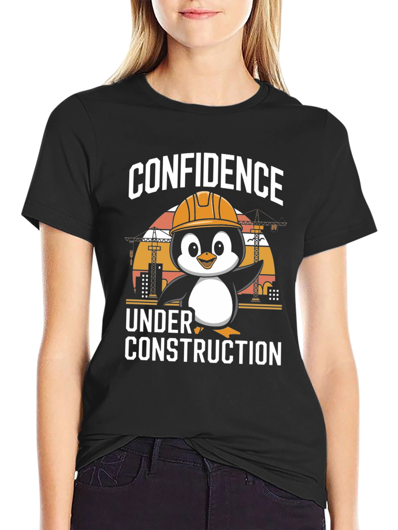 Confidence Under Construction Penguin T-Shirt