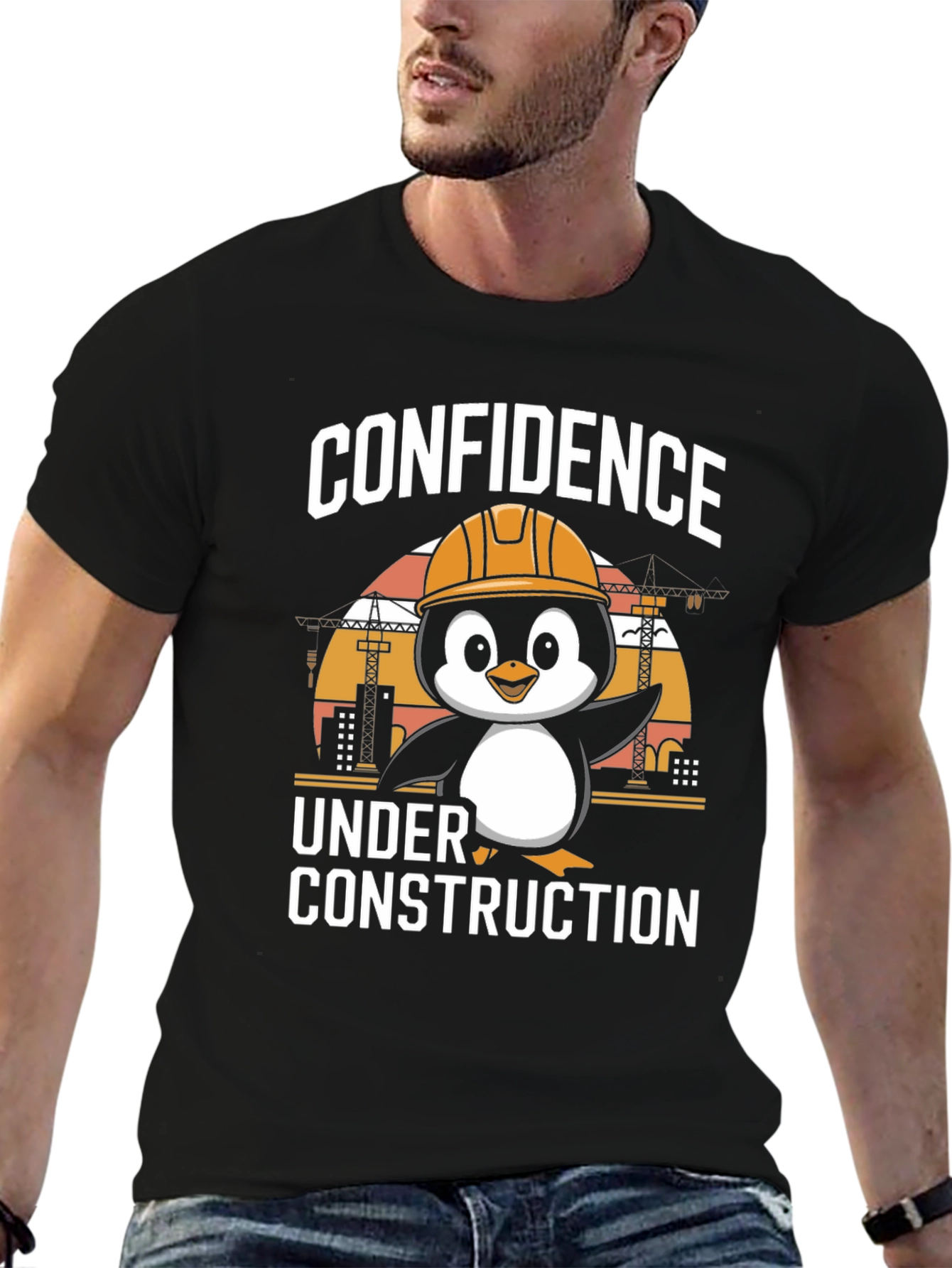 Confidence Under Construction Penguin T-Shirt