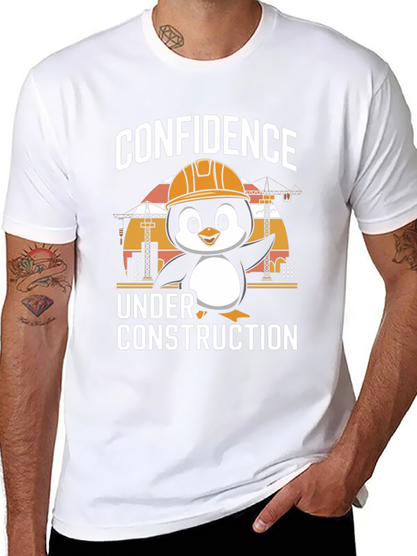 Confidence Under Construction Penguin T-Shirt