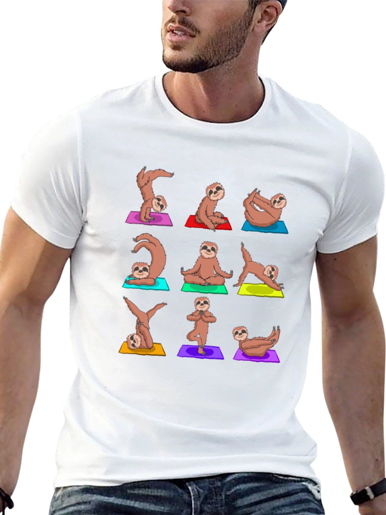Yoga Sloth Graphic Print T-Shirt