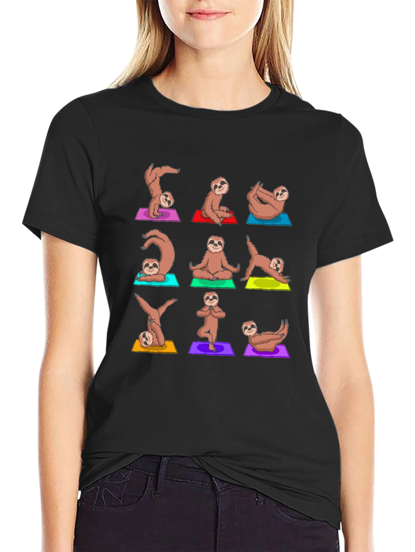 Yoga Sloth Graphic Print T-Shirt