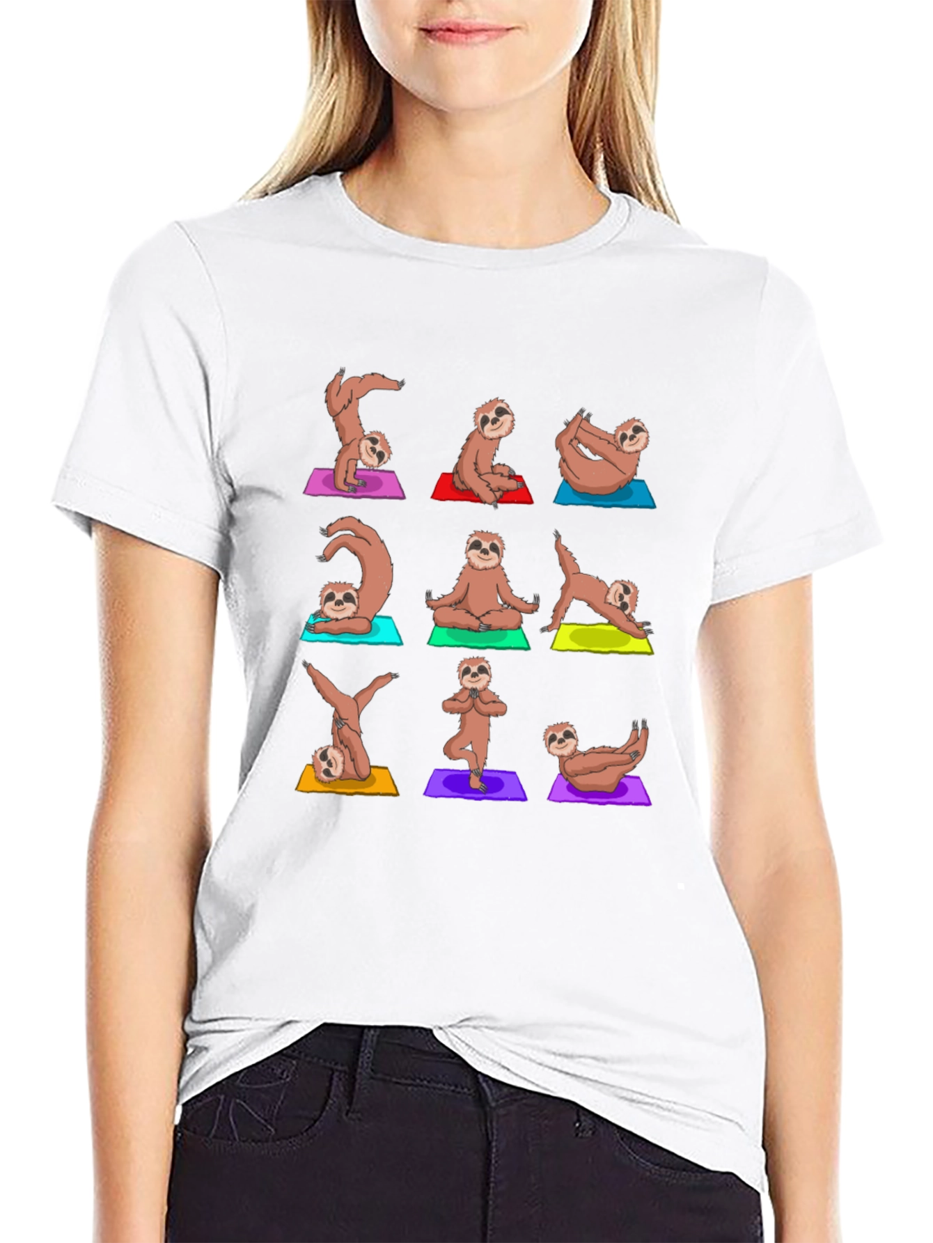 Yoga Sloth Graphic Print T-Shirt