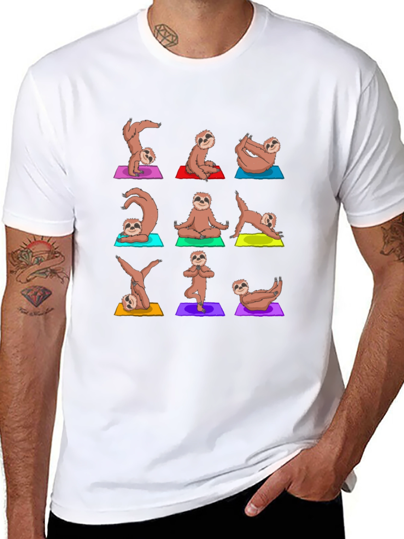 Yoga Sloth Graphic Print T-Shirt