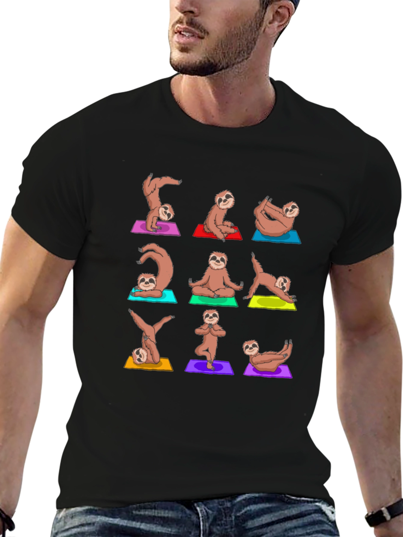Yoga Sloth Graphic Print T-Shirt