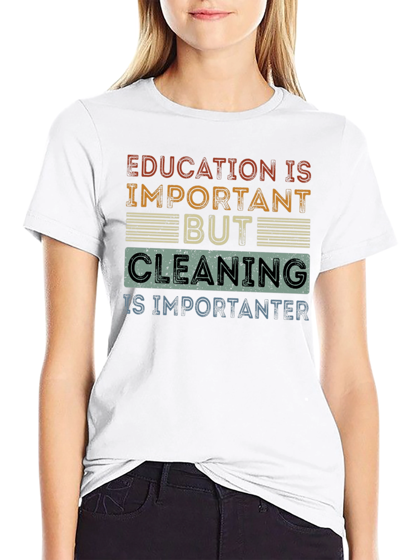 Education vs. Cleaning Funny T-Shirt