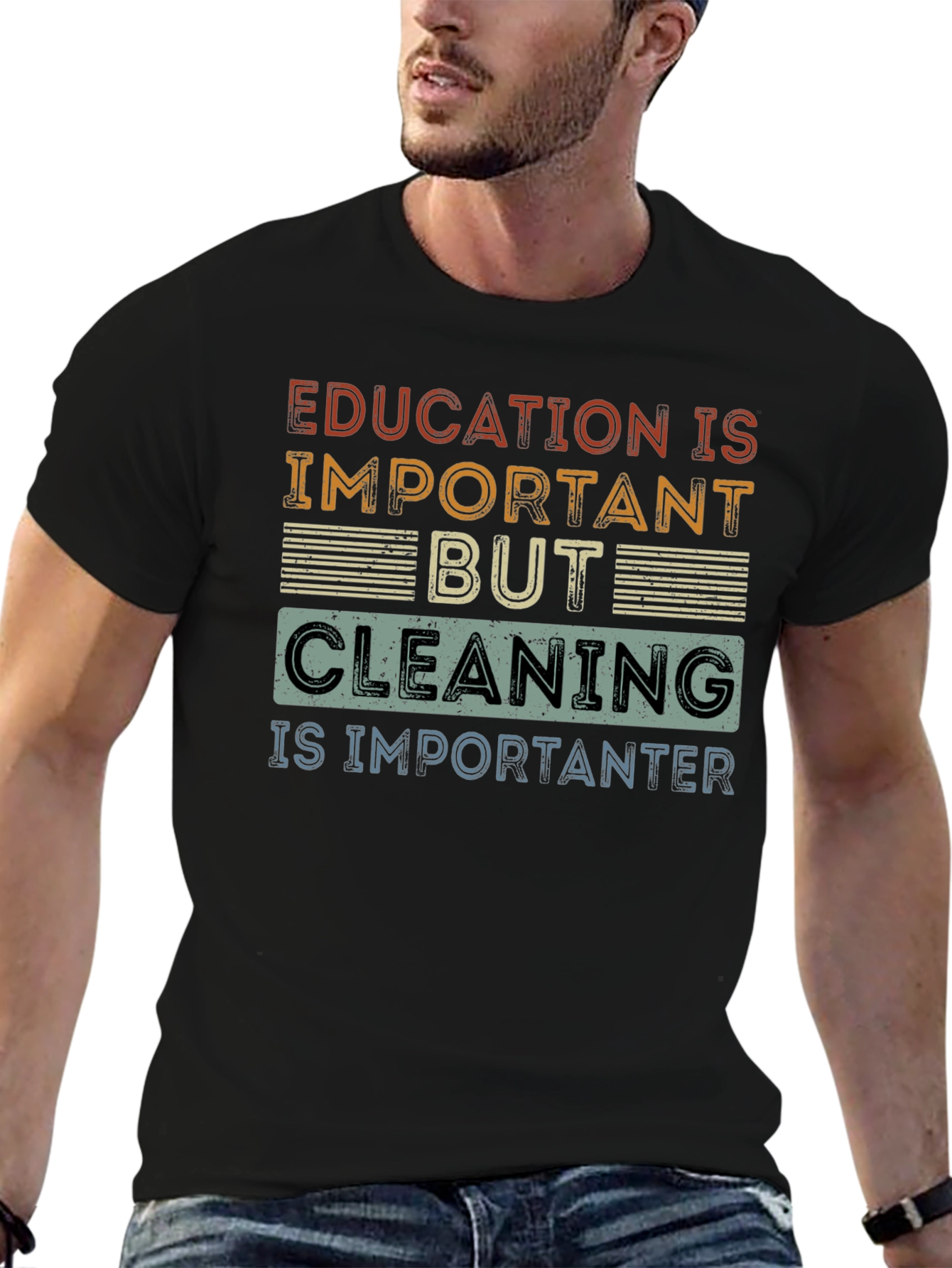 Education vs. Cleaning Funny T-Shirt