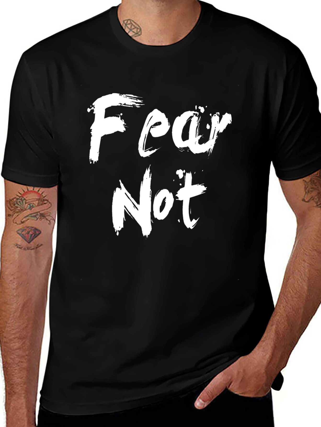 Fear Not Graphic T-Shirt - Black Crew Neck Tee