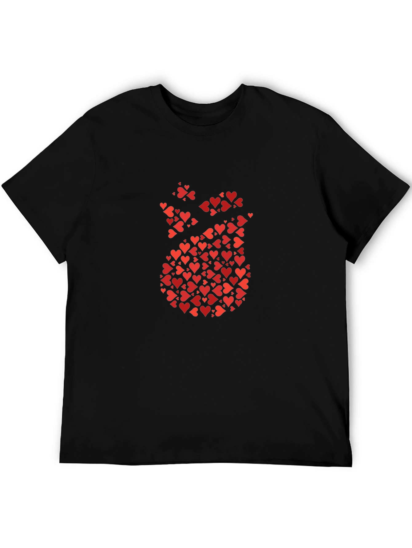 Heart Pattern Graphic Tee - Mens Black T-Shirt
