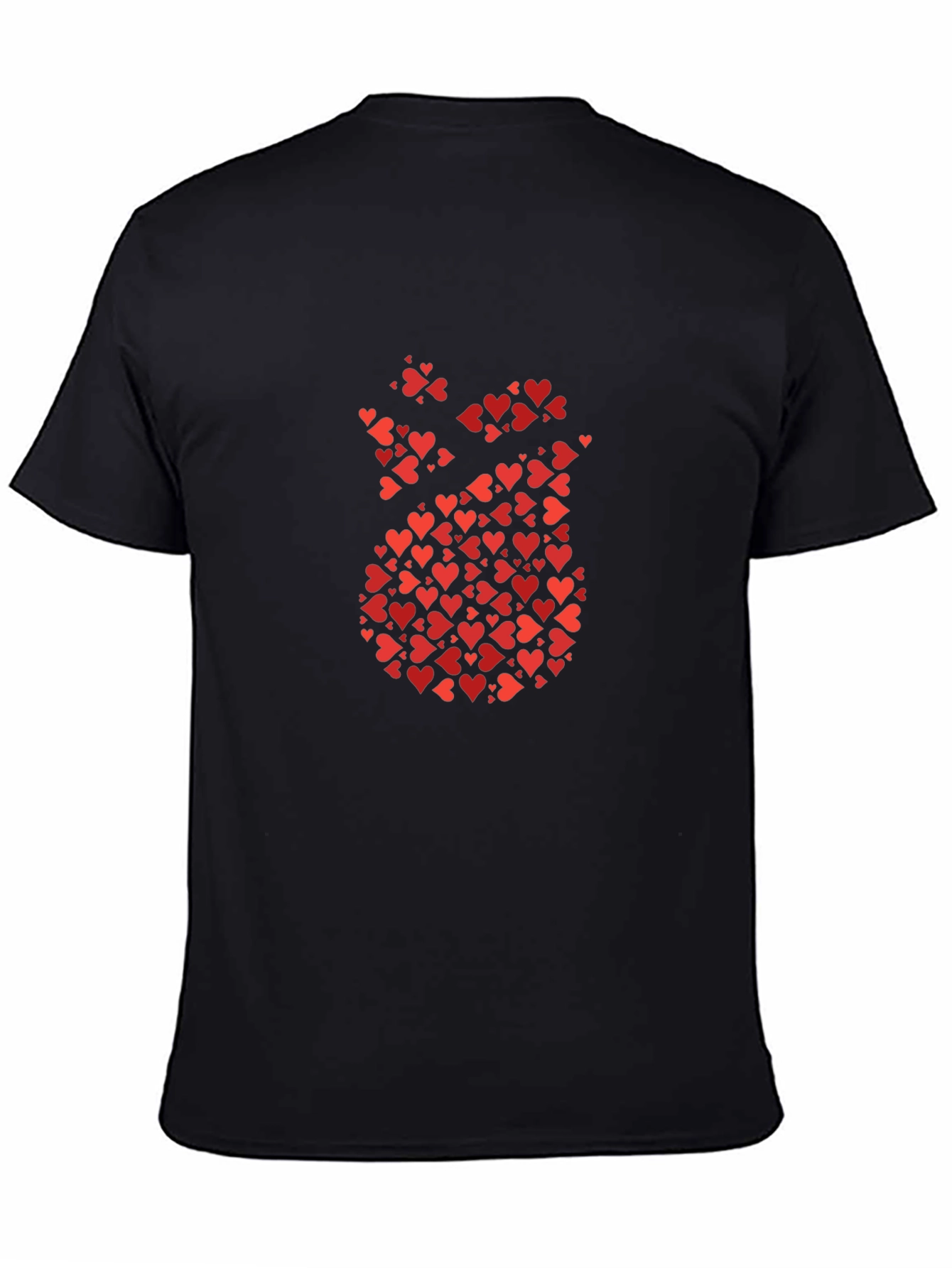 Heart Pattern Graphic Tee - Mens Black T-Shirt