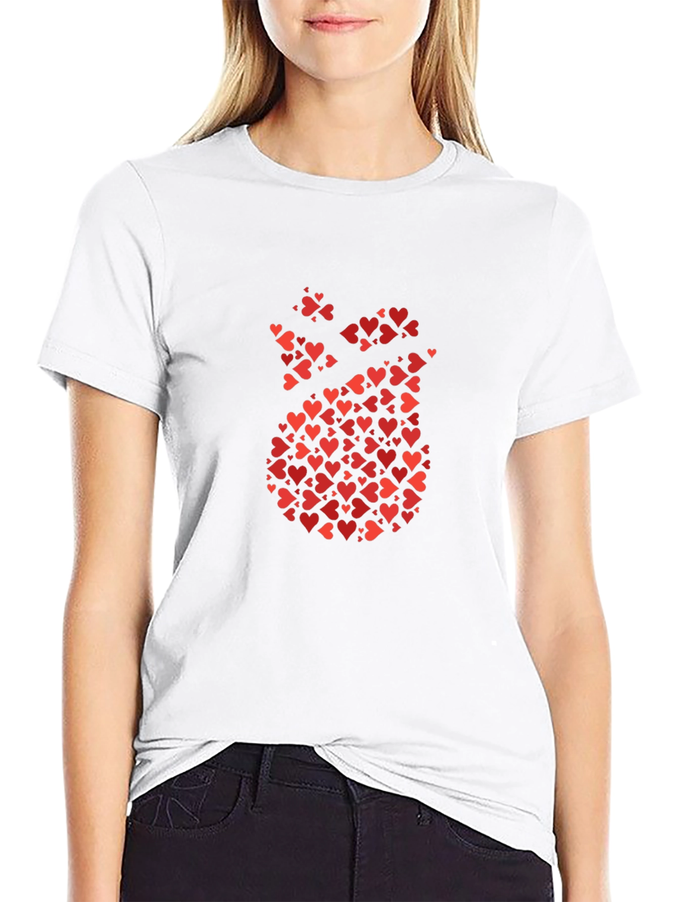 Heart Pattern Graphic Tee - Mens Black T-Shirt