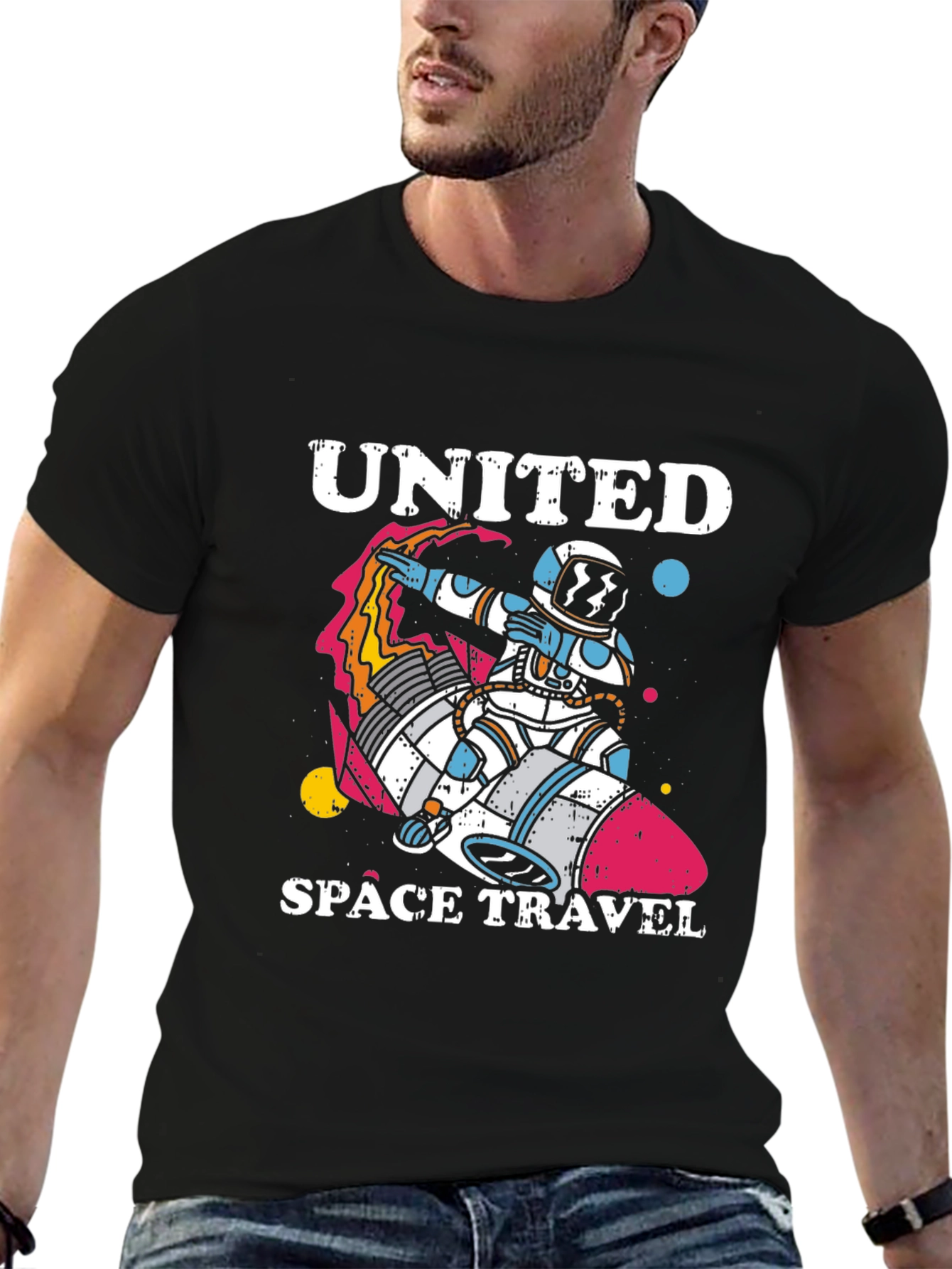 United Space Travel T-Shirt - Astronaut Rocket Tee