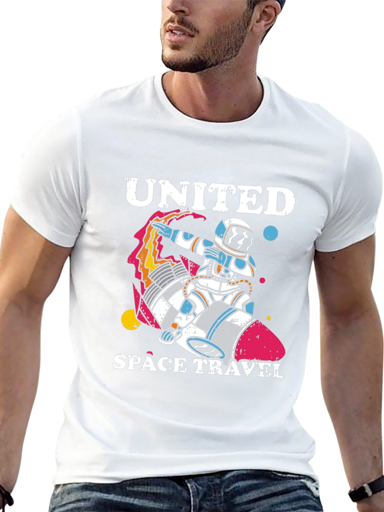 United Space Travel T-Shirt - Astronaut Rocket Tee