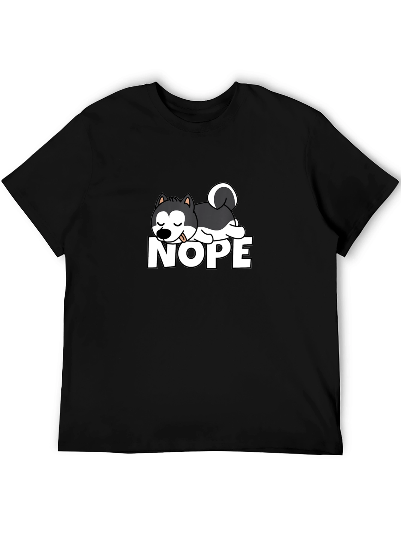 Nope Dog Graphic T-Shirt - Black