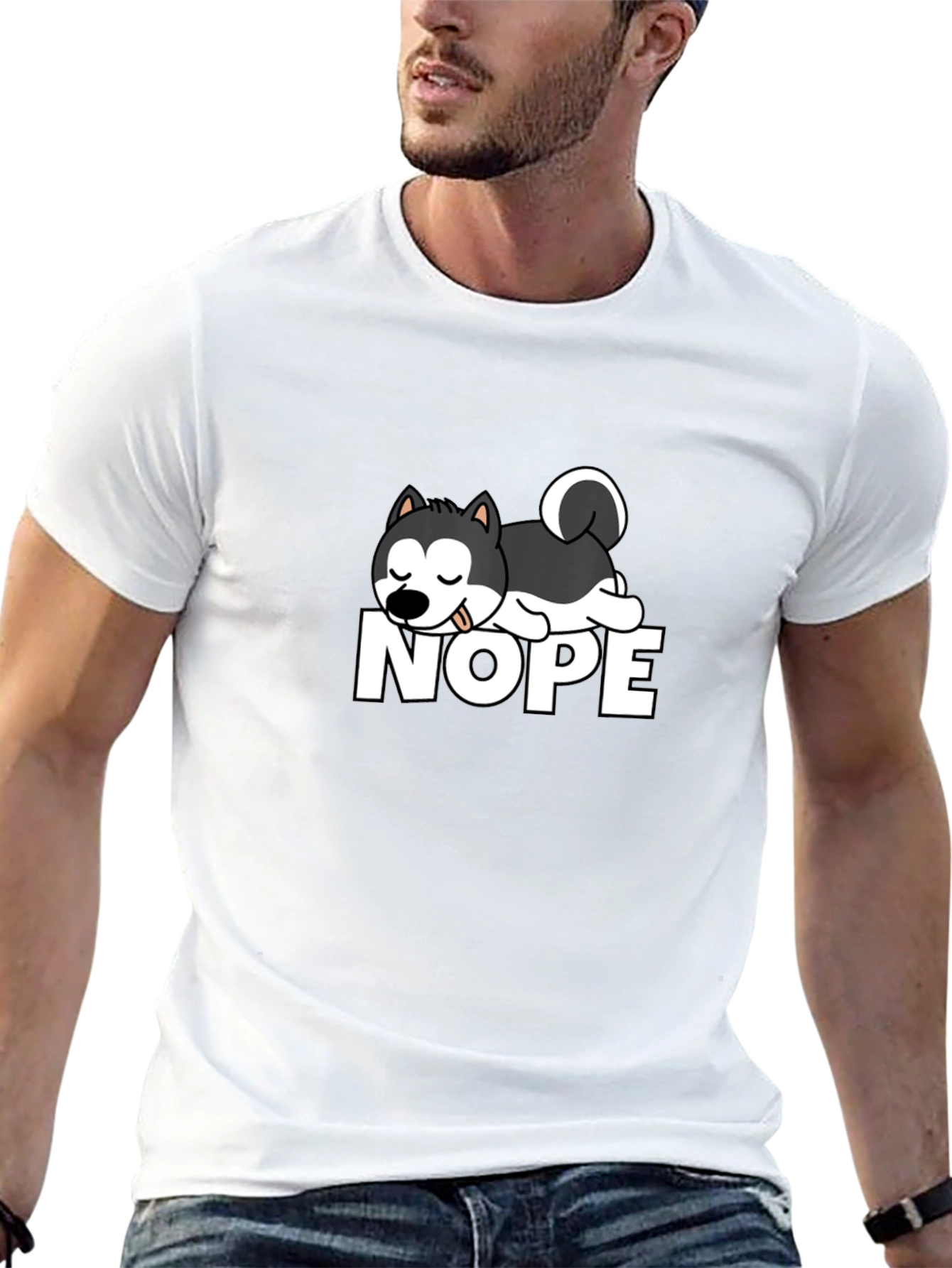 Nope Dog Graphic T-Shirt - Black