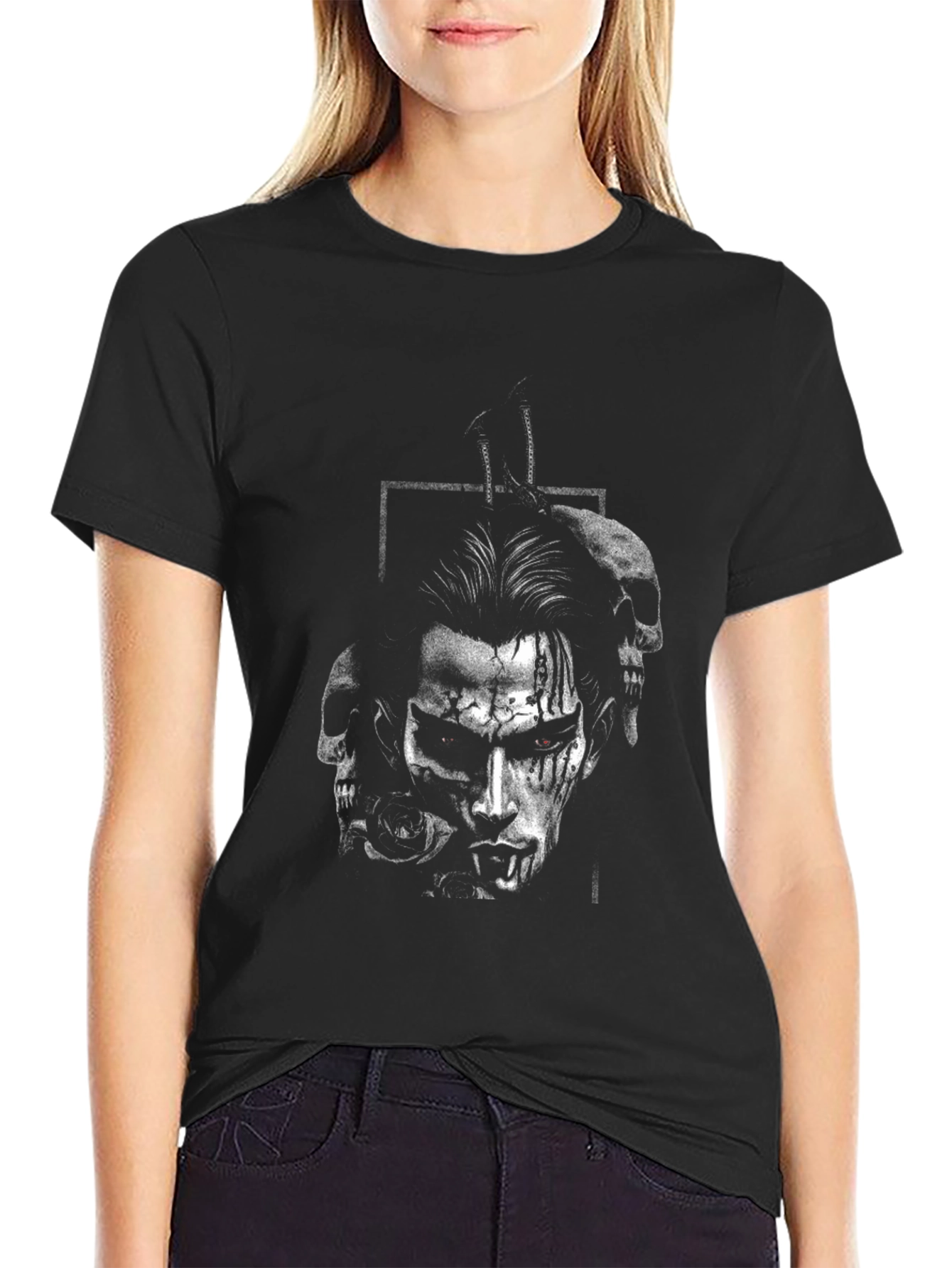 Gothic Skull Graphic Print Tee