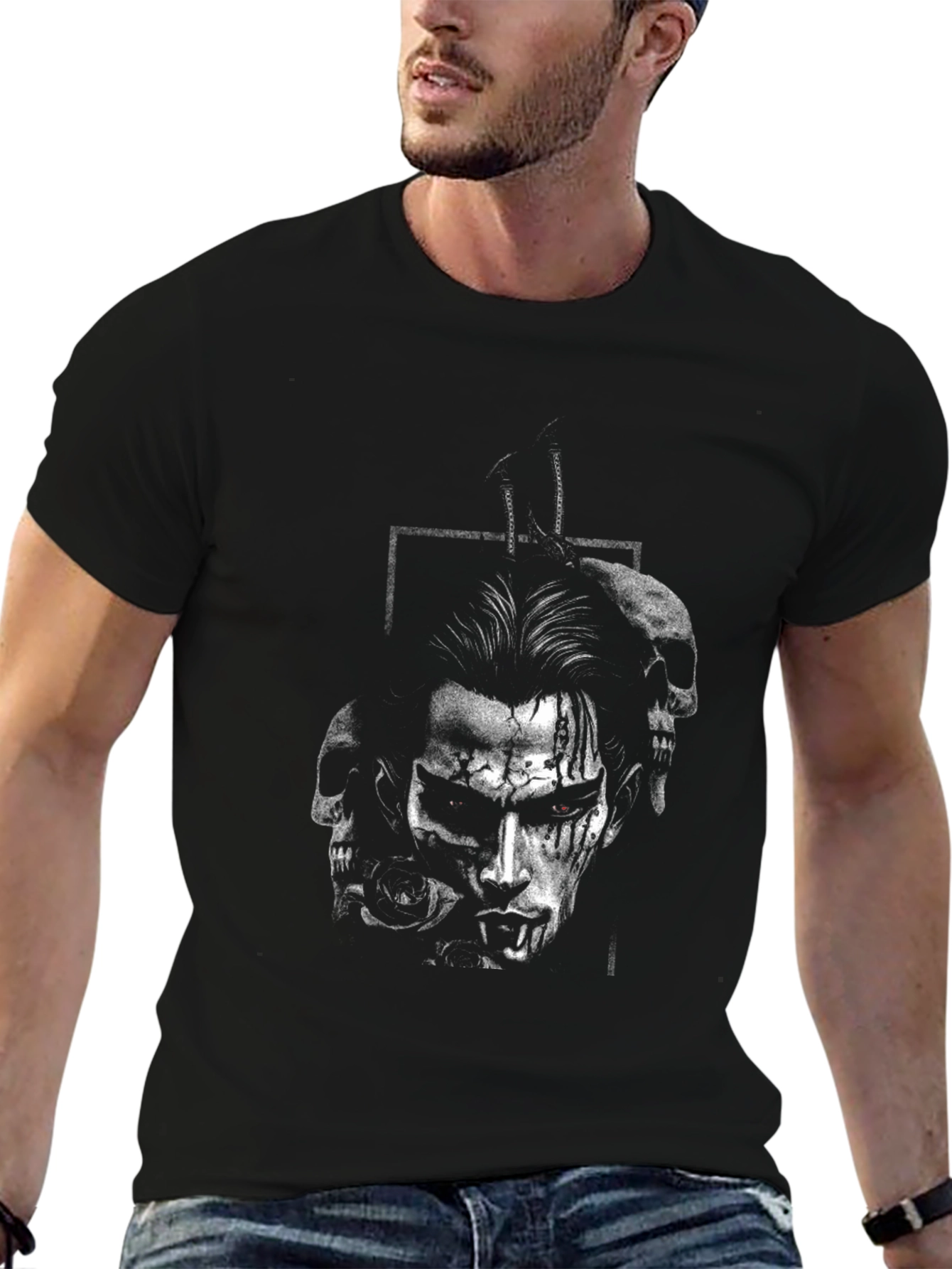 Gothic Skull Graphic Print Tee