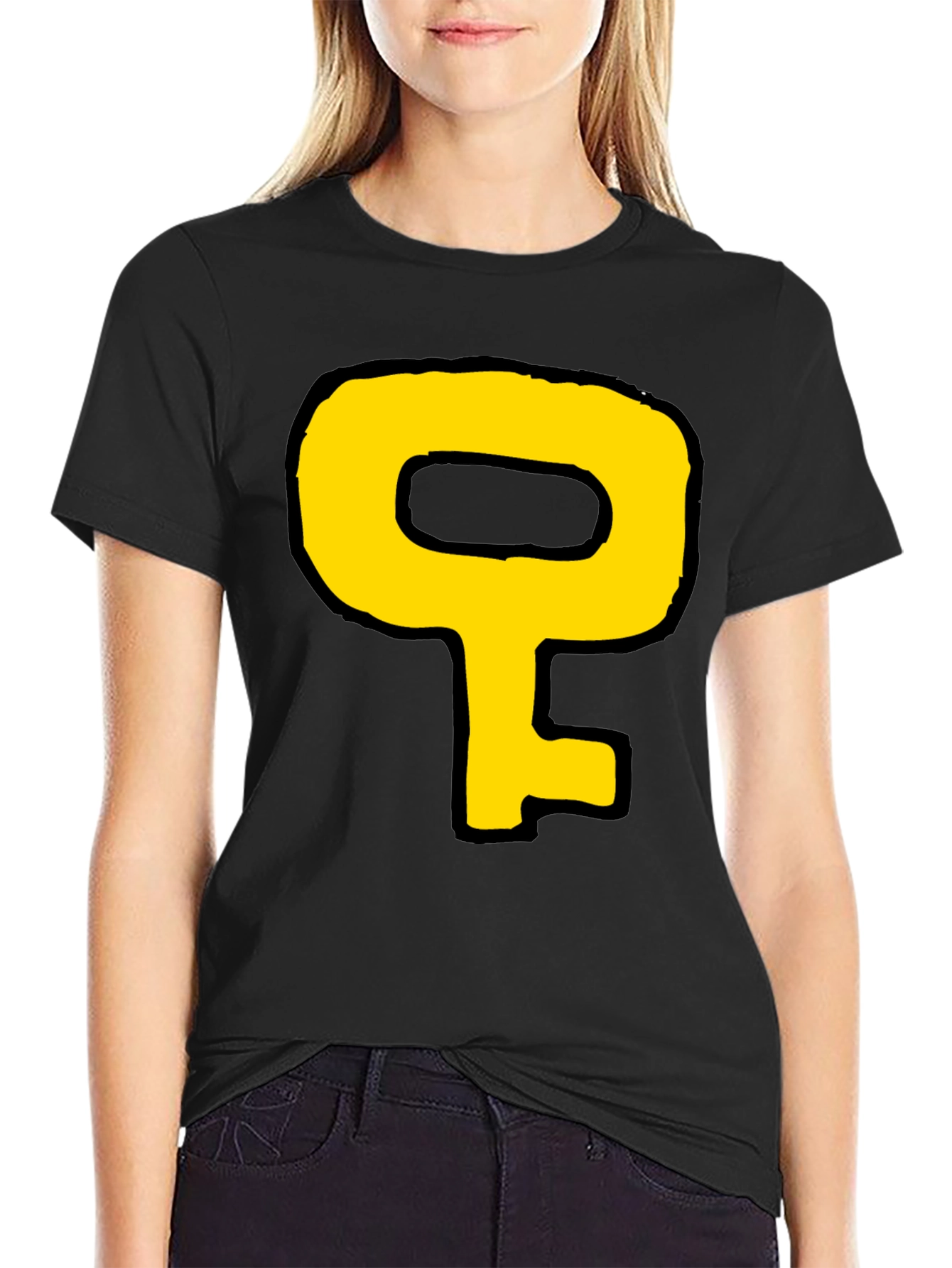 Cartoon Key Graphic Black T-Shirt