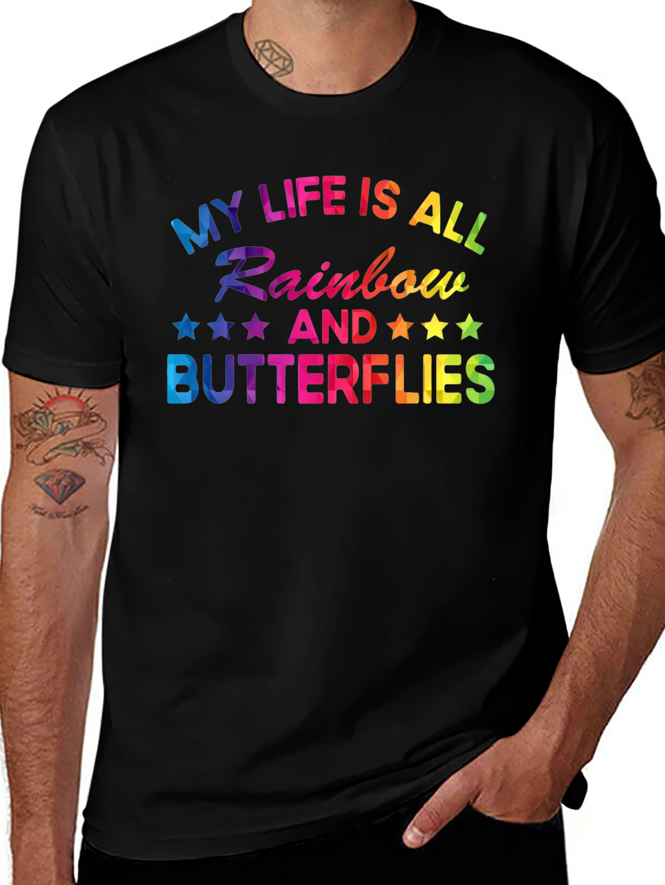 Rainbow Butterflies Graphic T-Shirt
