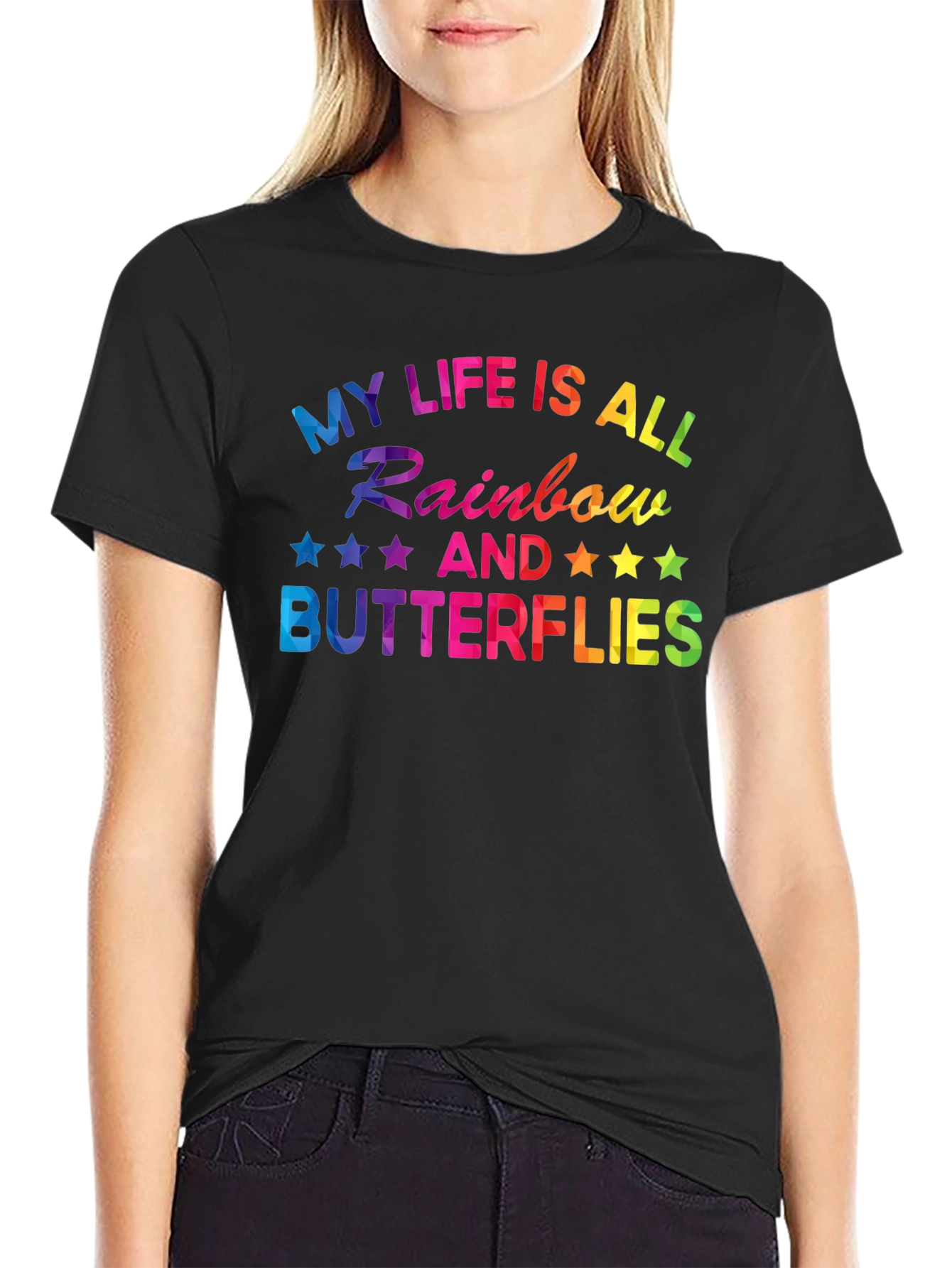Rainbow Butterflies Graphic T-Shirt
