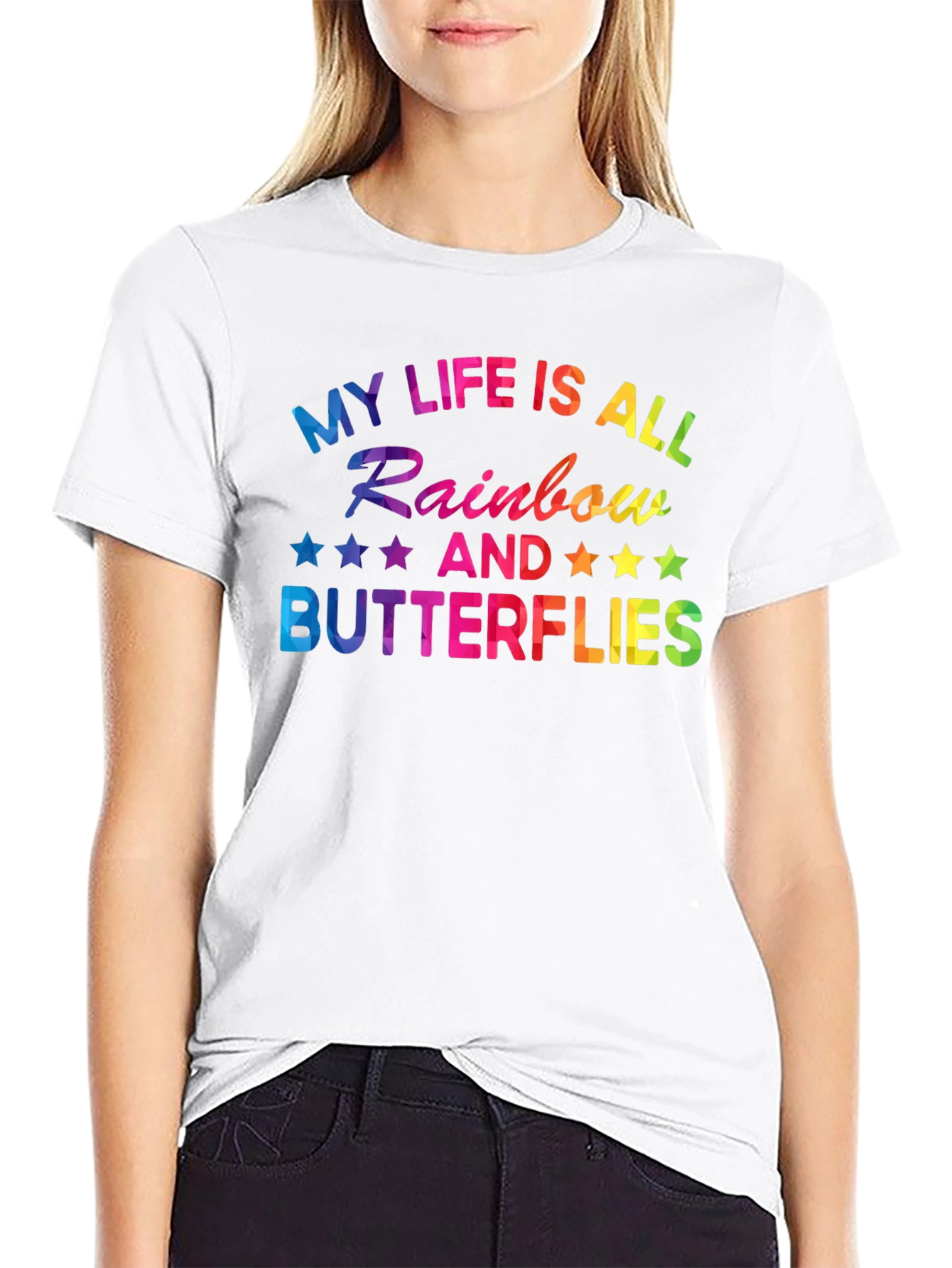 Rainbow Butterflies Graphic T-Shirt