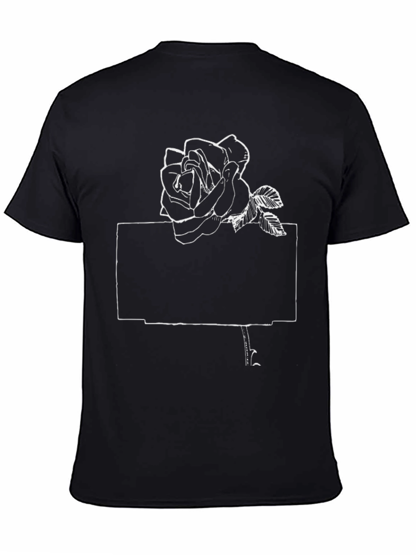 Black Graphic Tee: Rose in a Frame