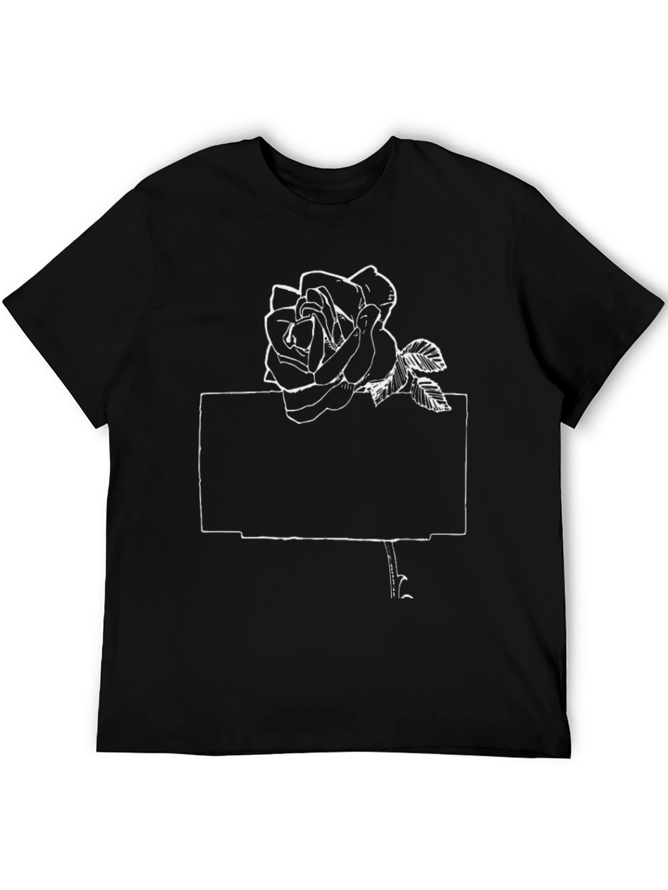 Black Graphic Tee: Rose in a Frame