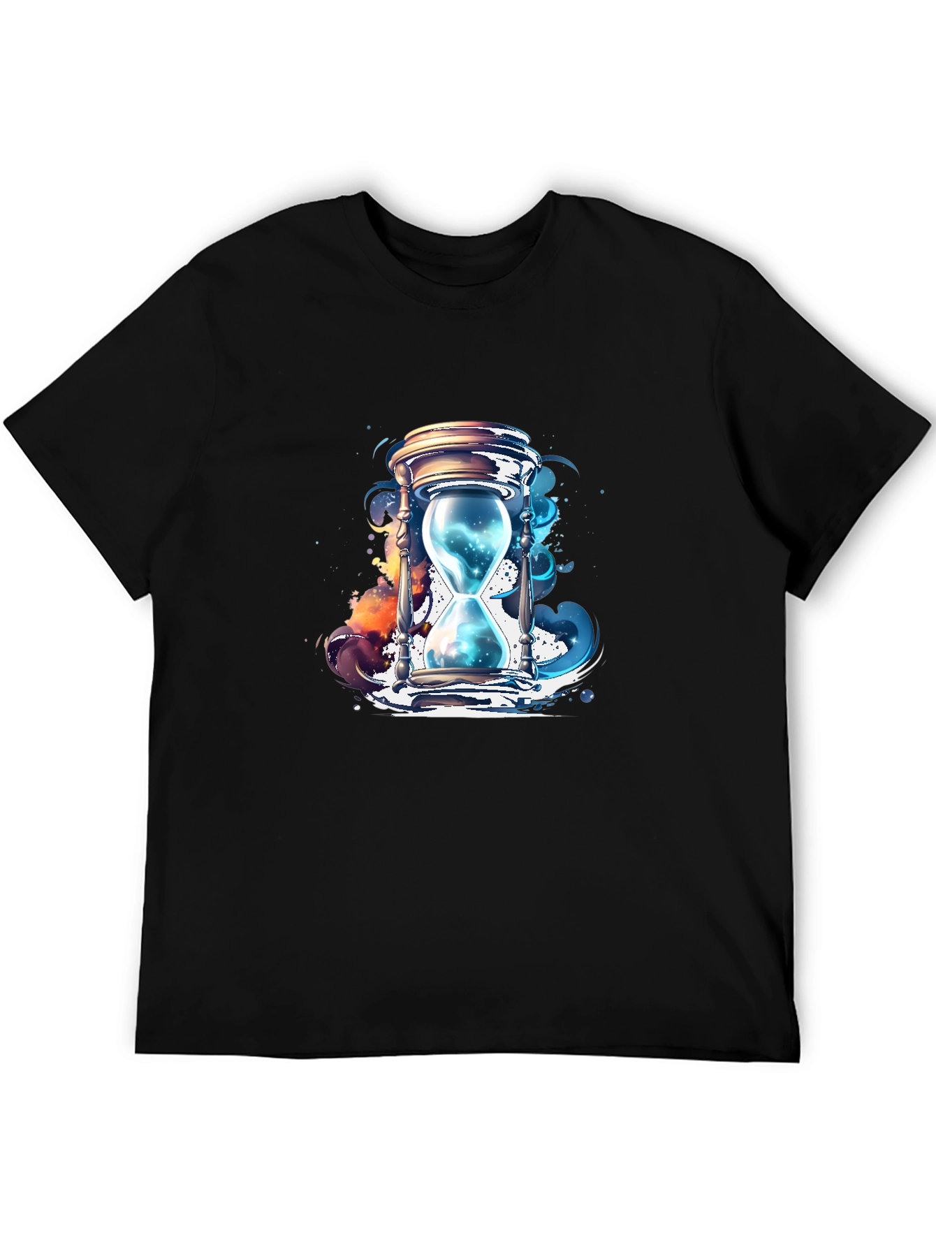 Mens Black T-Shirt with Hourglass Graphic Design