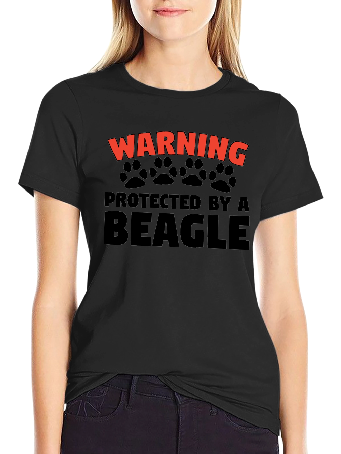 Warning Protected by A Beagle Black T-Shirt
