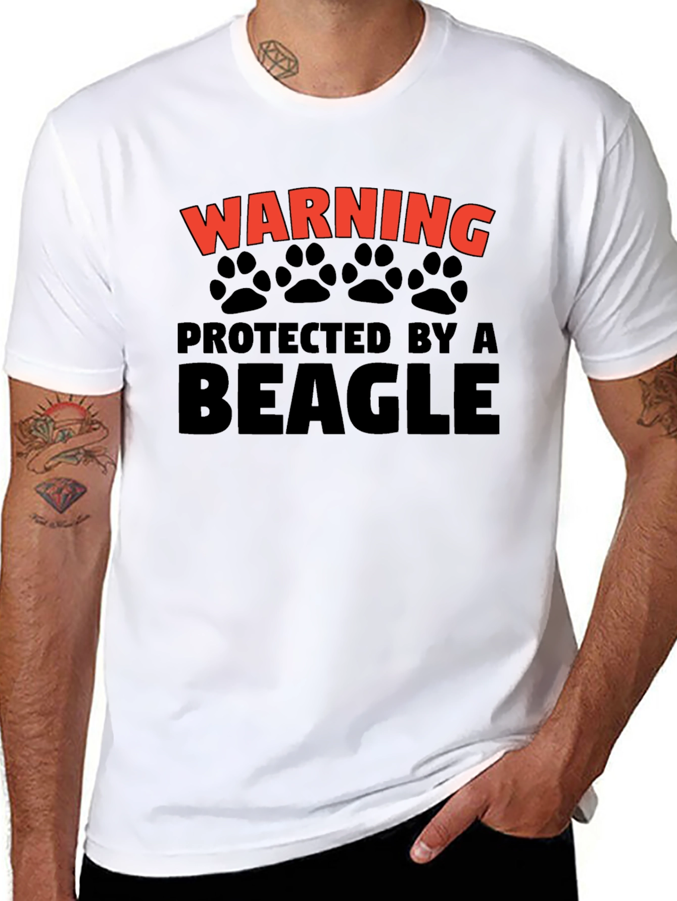 Warning Protected by A Beagle Black T-Shirt