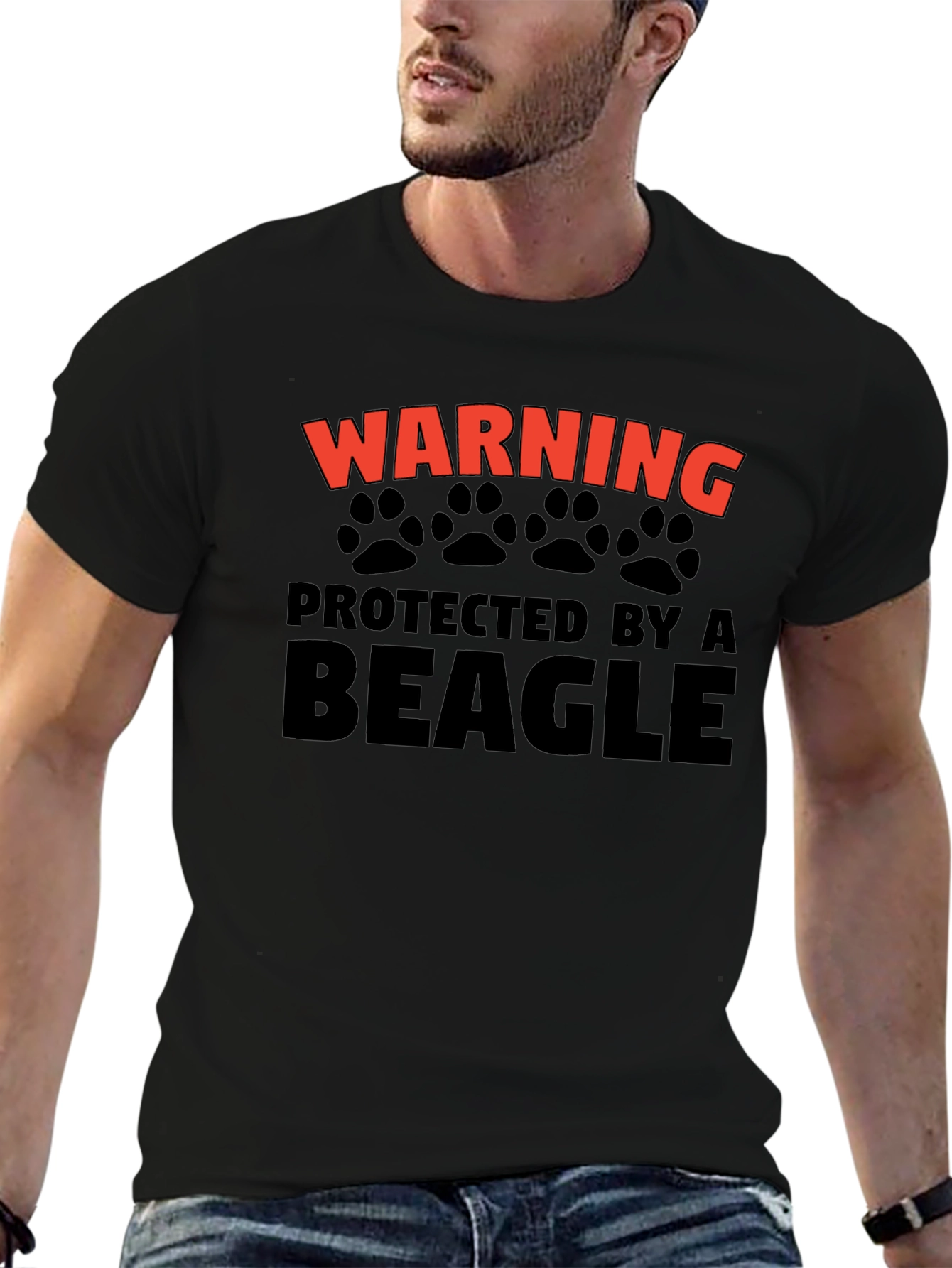 Warning Protected by A Beagle Black T-Shirt