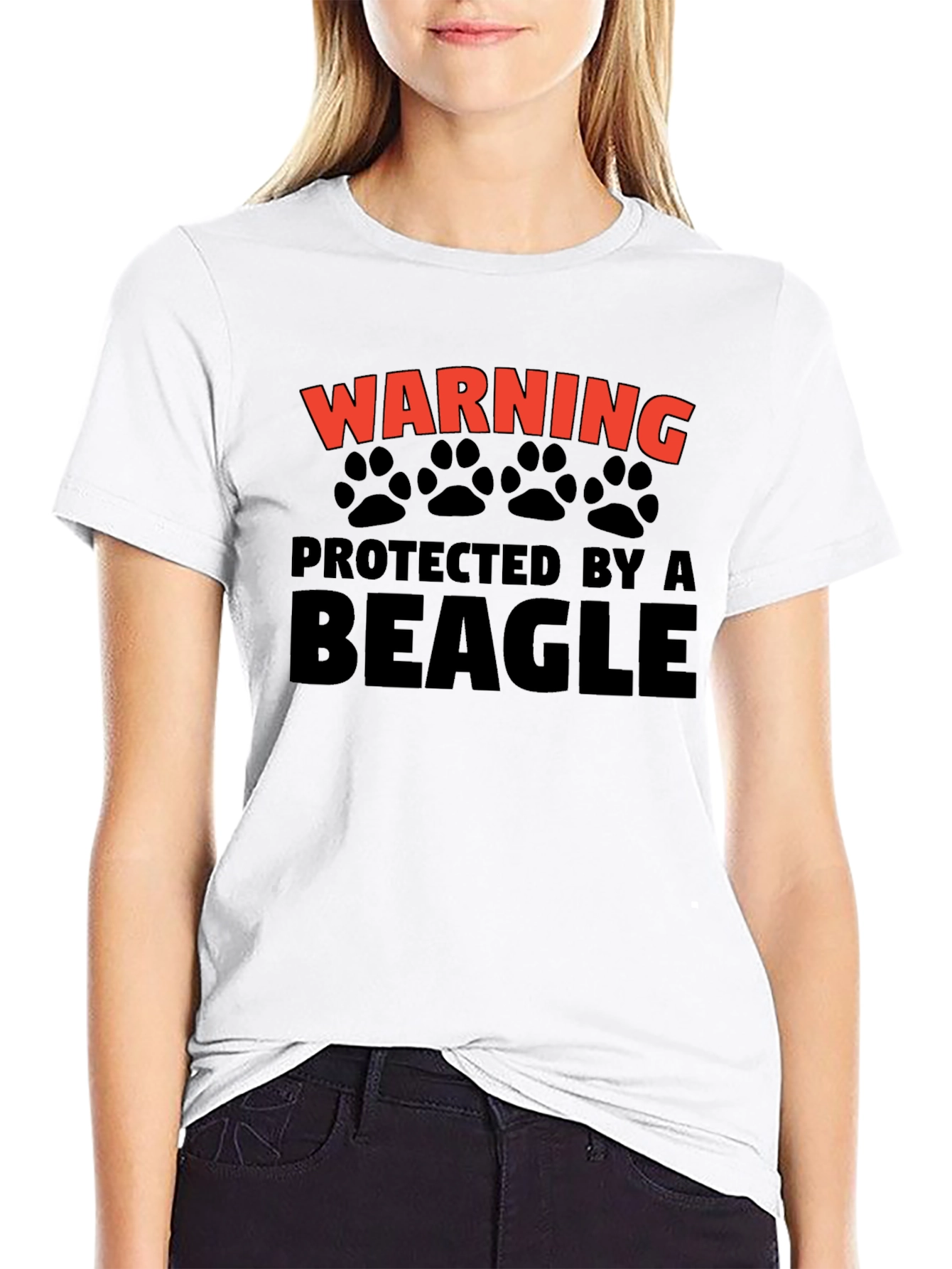 Warning Protected by A Beagle Black T-Shirt