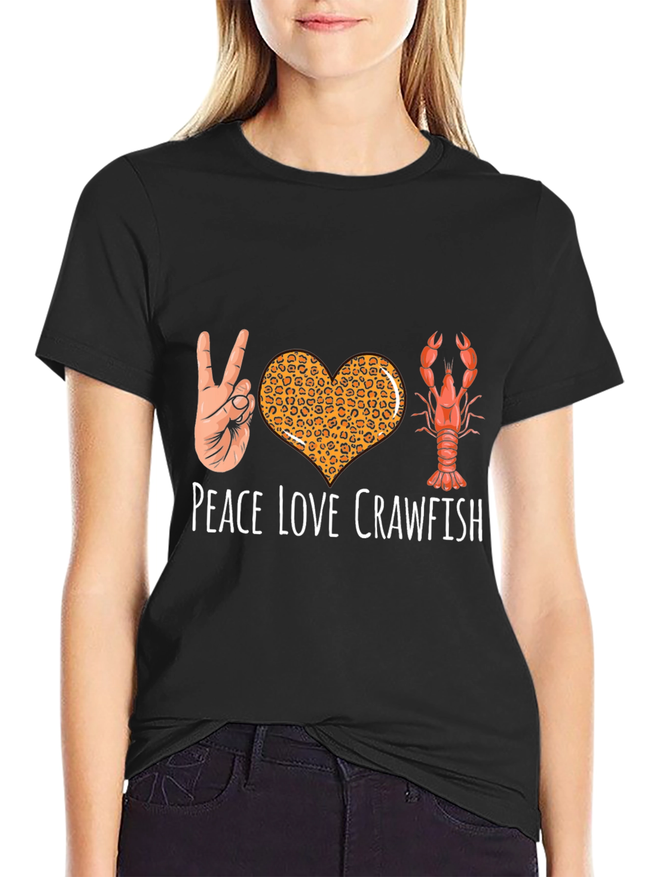 Peace Love Crawfish T-Shirt Funny Cajun Louisiana Shrimp Tee