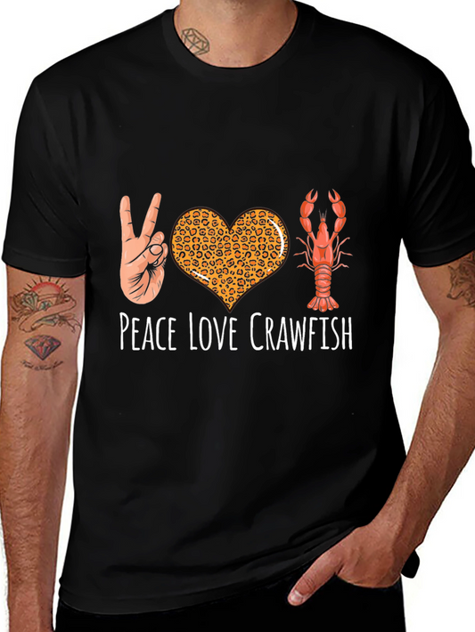 Peace Love Crawfish T-Shirt Funny Cajun Louisiana Shrimp Tee