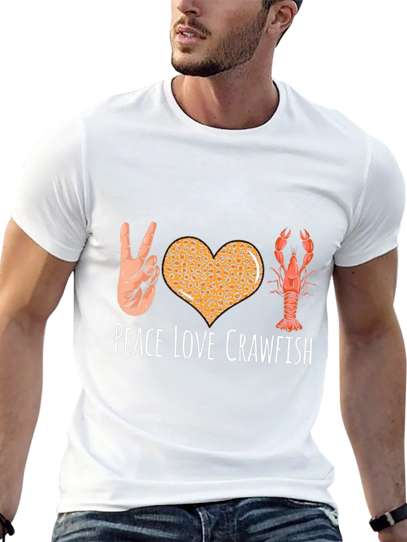 Peace Love Crawfish T-Shirt Funny Cajun Louisiana Shrimp Tee