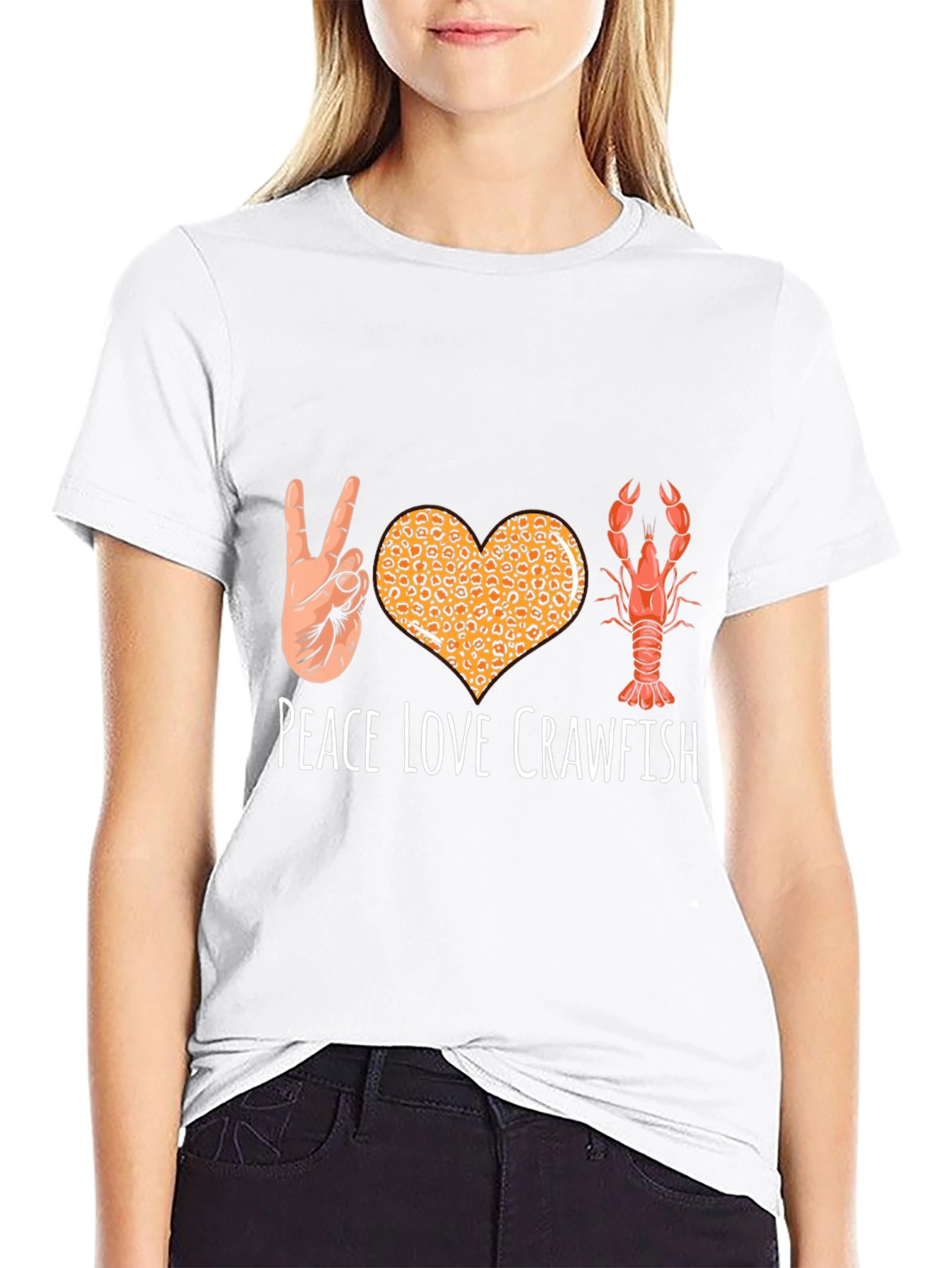 Peace Love Crawfish T-Shirt Funny Cajun Louisiana Shrimp Tee