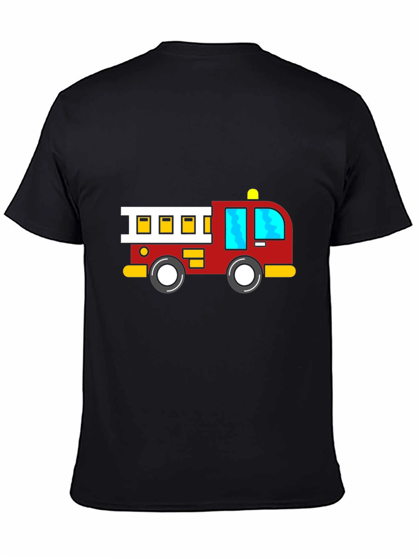 Cartoon Firetruck Black T-Shirt